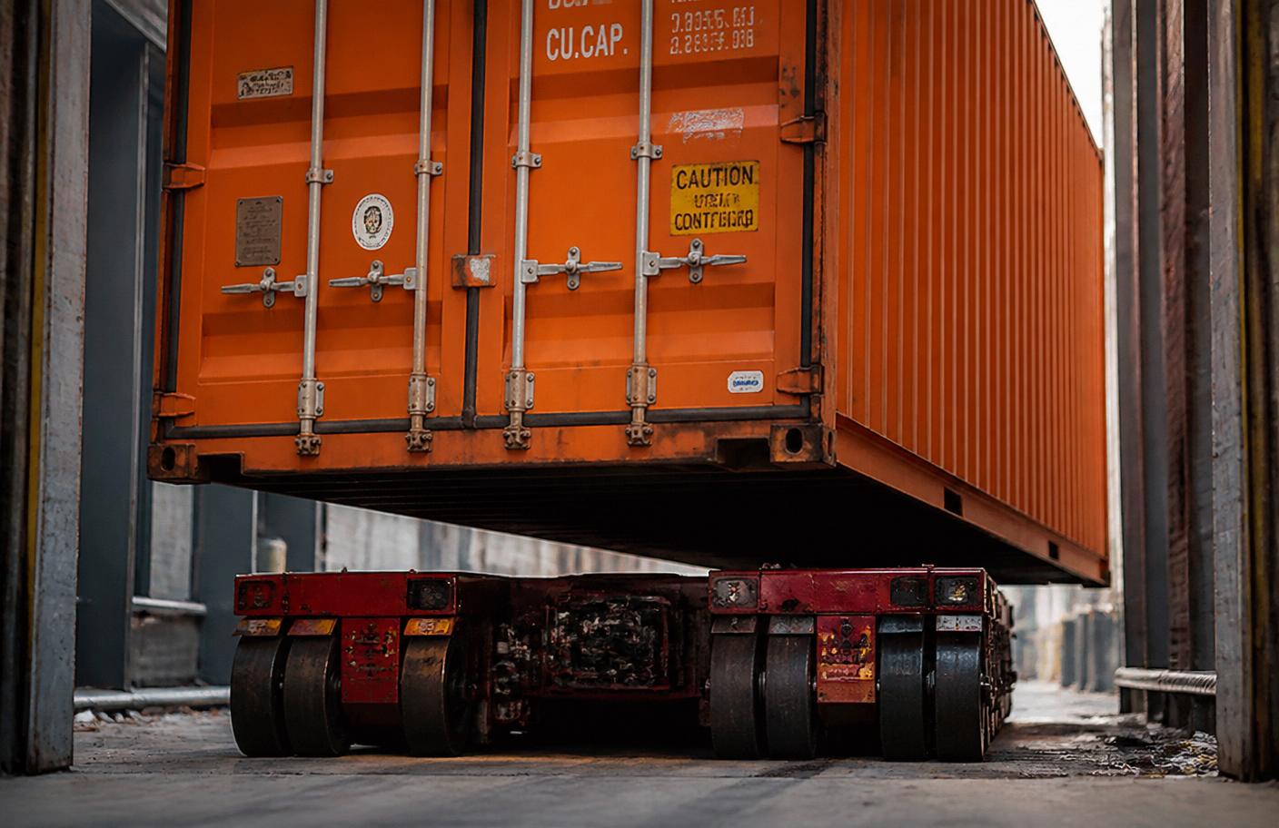 Container being placed in a tight spot